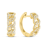 Yellow Gold Diamond Curb Link Hoop Earrings