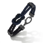 Lash Reef Knot Blue/Black Woven Leather