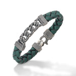 Flaming Tongue Green Woven Leather Bracelet