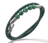 Lash African Jadeite Double Wrap Green Leather Bracelet