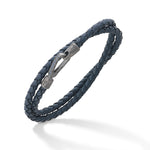 Lash Double Wrap Blue Leather Bracelet