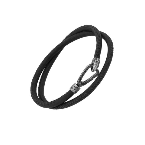 Lash Smooth Black Leather Cord Bracelet