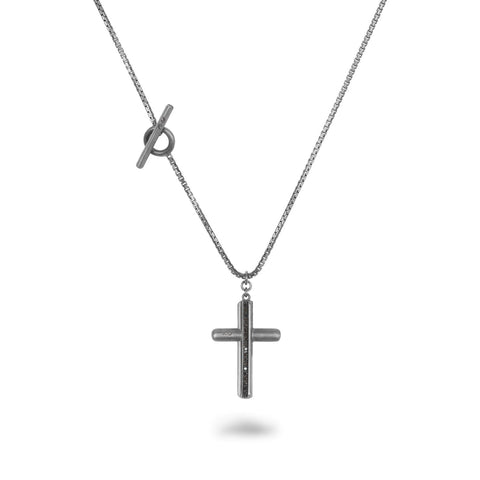 ACIES Triple Black Cross Pendant with Black Diamonds