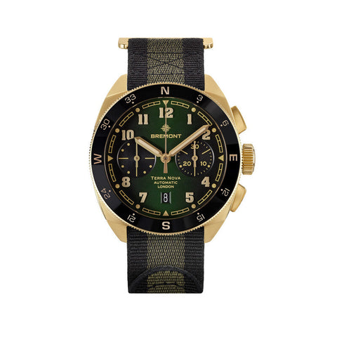 Terra Nova 42.5mm Chrono Bronze Green Dial Nato Strap