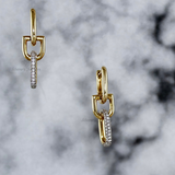 Yellow Gold Diamond Link Horseshoe Earrings