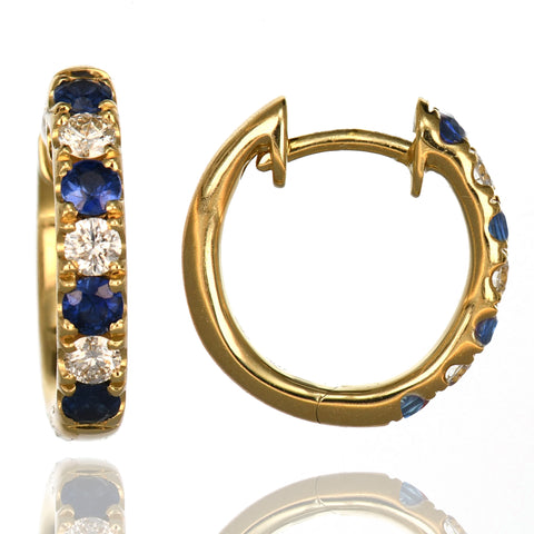 Sapphire and Diamond Hoops