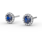 Sapphire and Diamond Halo Earrings