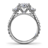 Three Stone Oval and Trapezoid Engagement Ring