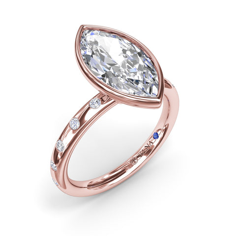 Bezel Set Marquise Diamond Engagement Ring