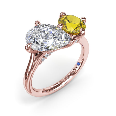Toi et Moi Yellow Diamond Engagement Ring