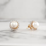 Diamond Starburst Pearl Earrings