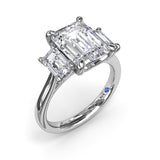 Three Stone Emerald Cut Diamond Engagement Ring