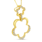 Yellow Gold Diamond Floral Drop Pendant