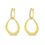 Yellow Gold Teardrop Diamond Huggie Earrings