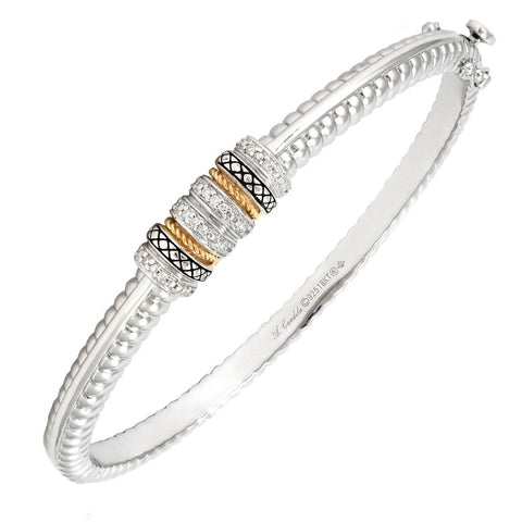 Round Pave Diamond Bangle in Sterling Silver