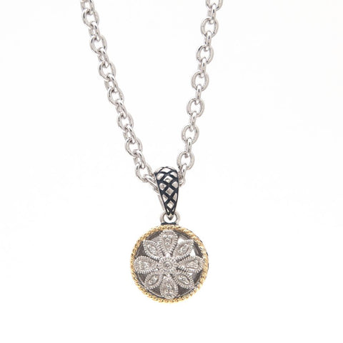 Floral Silver and Yellow Gold Pendant