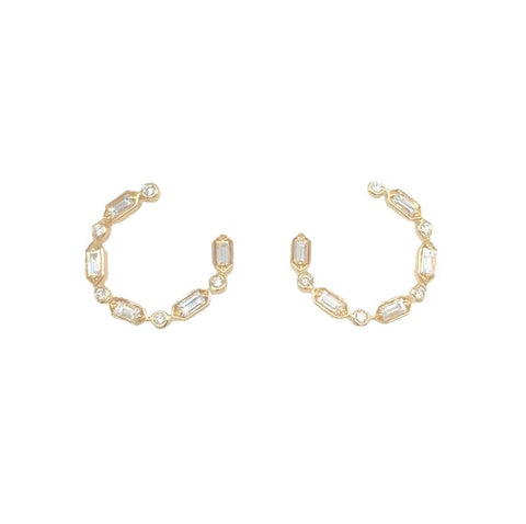 Baguette Diamond Front Facing Hoops