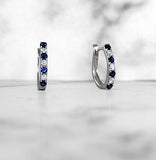 Sapphire and Diamond Hoops