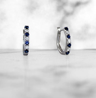 Sapphire and Diamond Hoops