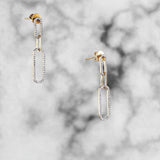 Yellow Gold Paperclip Link Diamond Dangle Earrings