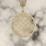 Basketweave Gold and Diamond Pendant