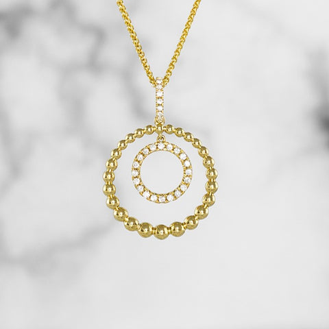 Beaded Sphere and Diamond Pendant