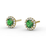 Emerald and Diamond Halo Earrings