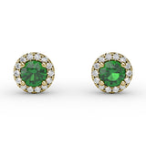 Emerald and Diamond Halo Earrings
