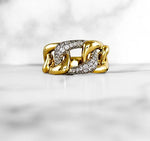 chunky gold and diamond link ring