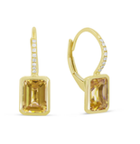 Emerald Cut Citrine Earrings