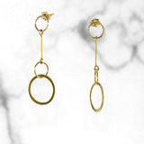 Yellow Gold Dangle Circle Earrings