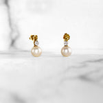 Dashing Diamond Pearl Earrings