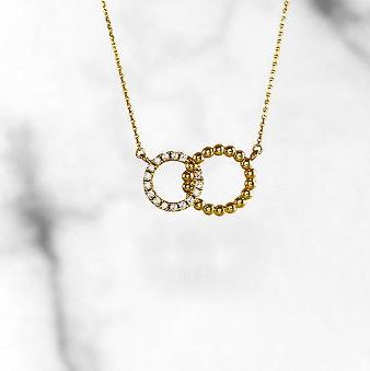 Diamond Beaded Interlocking Circle Necklace