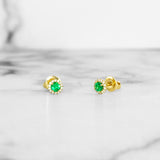Emerald and Diamond Halo Earrings