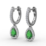 Petite Teardrop Emerald Hoop Earrings