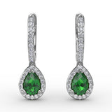 Petite Teardrop Emerald Hoop Earrings