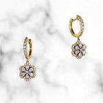 Yellow Gold Floral and Diamond Earrings