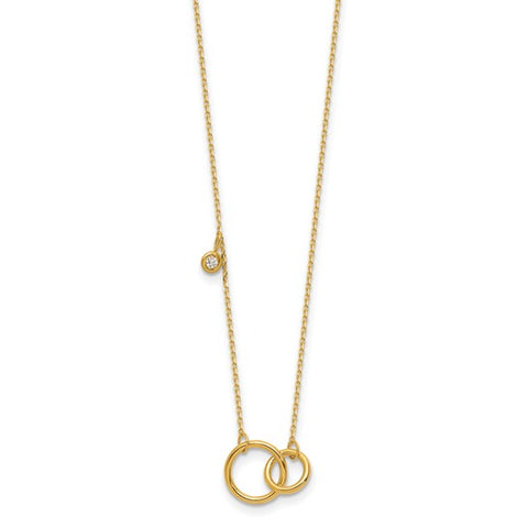 Yellow Gold Interlocking Circle Necklace with Diamond