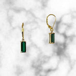 Green Tourmaline Emerald Cut Earrings