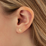 moon post earring on ear