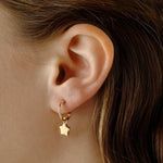 Small Tube Hoop Earring with Moon and Star