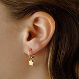 Small Tube Hoop Earring with Moon and Star