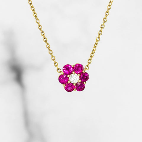 Magnolia Ruby and Diamond Necklace