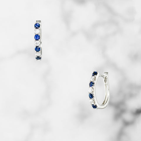 Sapphire and Diamond Hoops