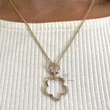 Yellow Gold Diamond Floral Drop Pendant