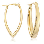 V Shape Chunky Yellow Gold Hoop Earrings