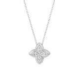white gold and marquise diamond-flower pendant on a white background