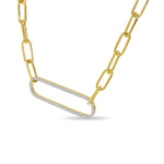 Yellow Gold Diamond Paperclip Link Necklace