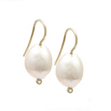 Freshwater Pearl Drop Earrings with bezel set diamond