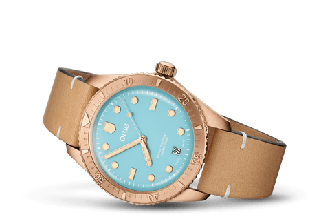 Oris Divers 65 Bronze Cotton Candy Sky Blue Scherer s Jewelers